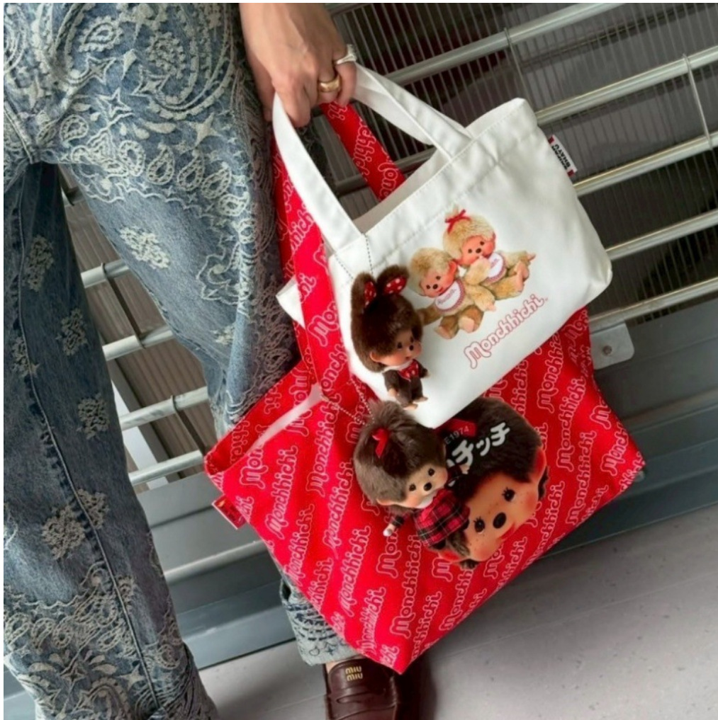 Anime Tote Bag - Bolso de lona Monchichi con dibujos